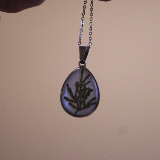 Handmade, Tree Fairy, Botanical, Branches, White, Resin Necklace | Stainless Steel