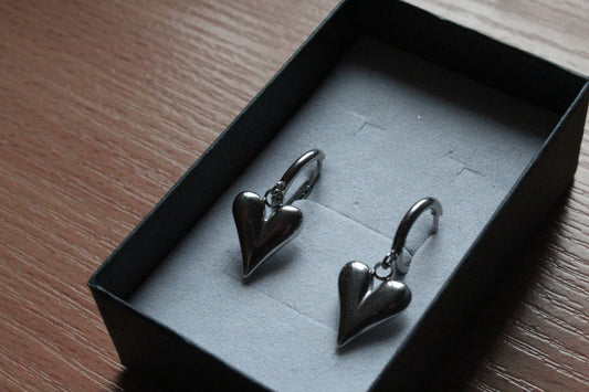 Handmade, Heart, Hoop Earrings | Stainless Steel