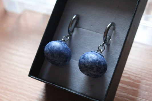 Handmade, Blueberry, Hoop Earrings | Stainless Steel