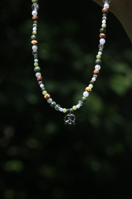 Handmade Forest Whisper Pretzel Beaded Necklace | Waterproof Stainless Steel
