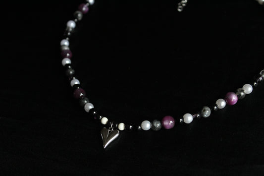 Handmade Violet Nocturne beaded necklace | Waterproof Stainless Steel