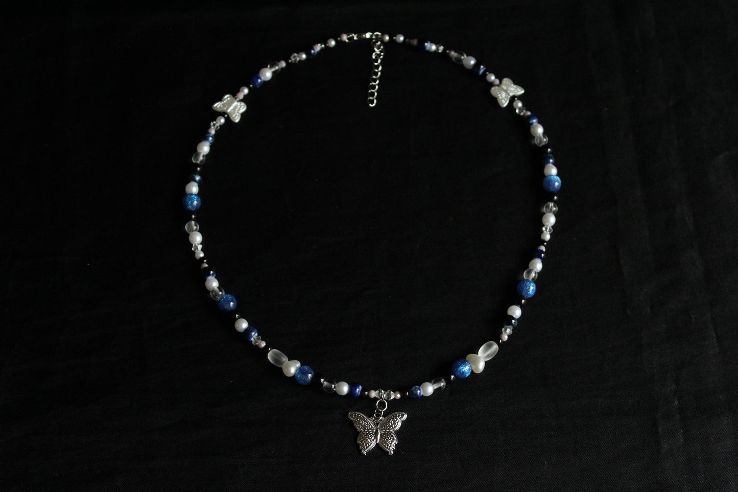 Handmade Moonlit Butterfly beaded necklace | Waterproof Stainless Steel