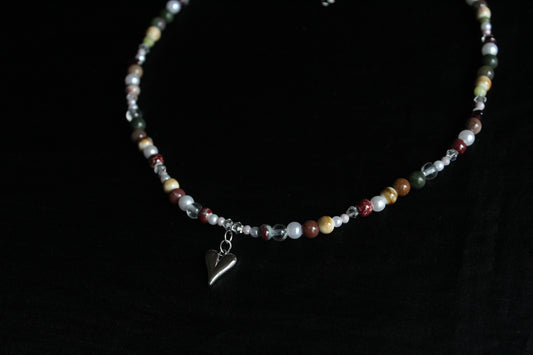 Handmade Heartwood Beaded Necklace | Waterproof Stainless Steel