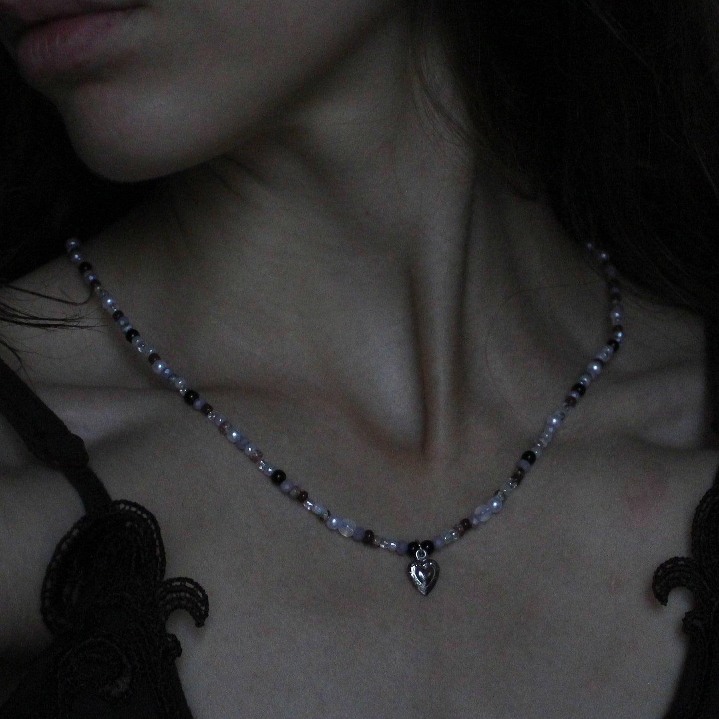 Handmade Secret Garden Heart Beaded Necklace | Waterproof Stainless Steel