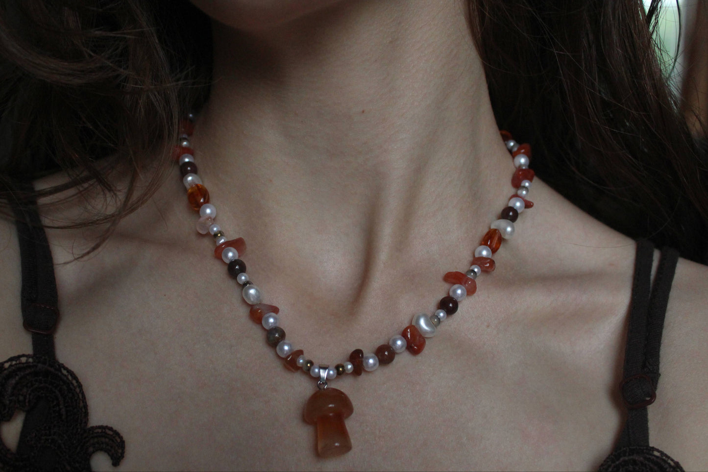 Handmade Forest Forager Mushroom Necklace | Waterproof Stainless Steel