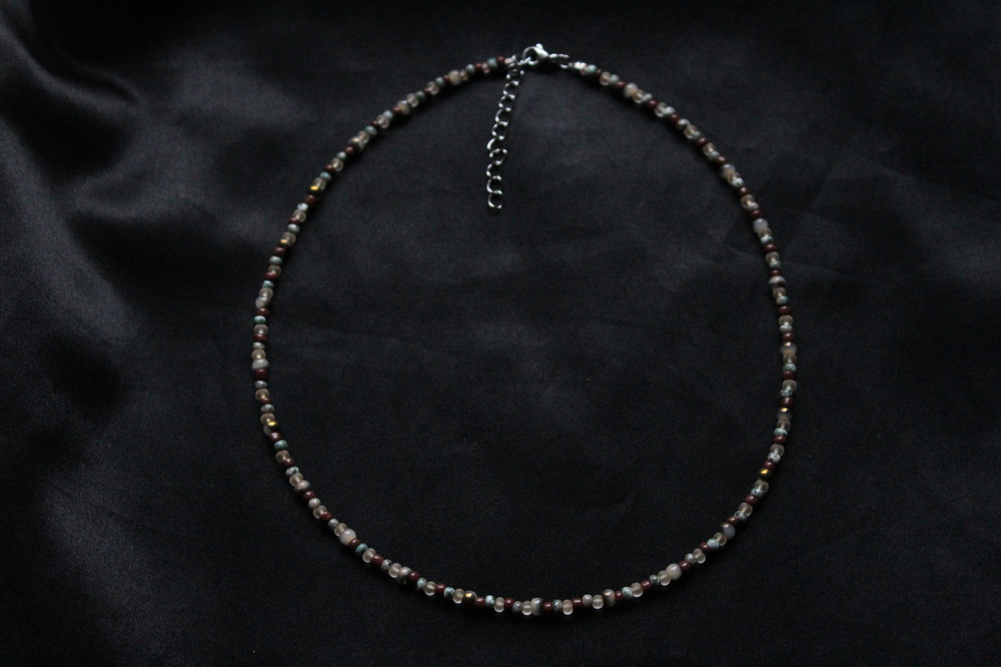 Handmade Sage & Stone Beaded Necklace | Waterproof Stainless Steel
