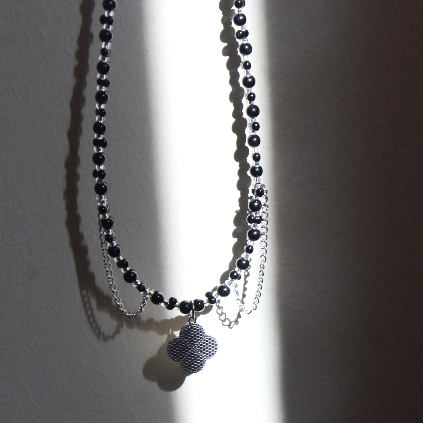 Handmade, Witch's Midnight Clover, Chains, Beaded Necklace | Waterproof Stainless Steel