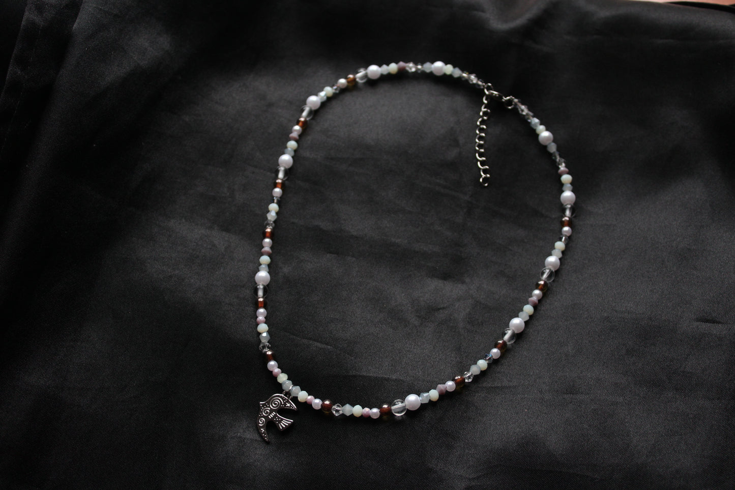 Handmade, Birdsong Before Dawn, Charm, Beaded Necklace | Waterproof Stainless Steel