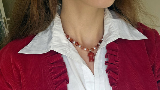 Handmade Coffee & Mushroom Necklace | Waterproof Stainless Steel