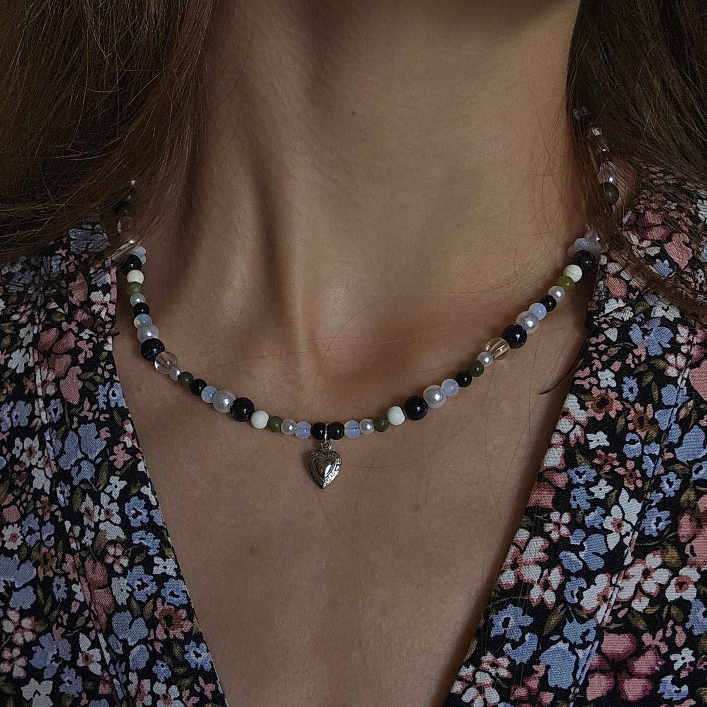 Handmade Secret Garden Heart Beaded Necklace | Waterproof Stainless Steel