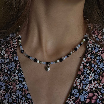 Handmade Secret Garden Heart Beaded Necklace | Waterproof Stainless Steel