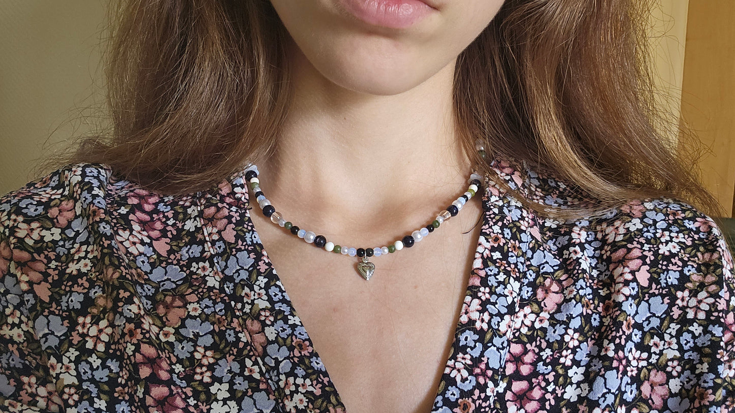Handmade Secret Garden Heart Beaded Necklace | Waterproof Stainless Steel