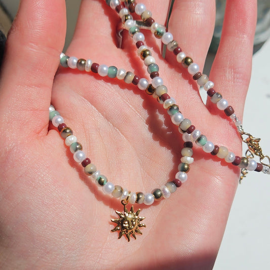 Handmade Sunrise Beaded Necklace | Waterproof Stainless Steel