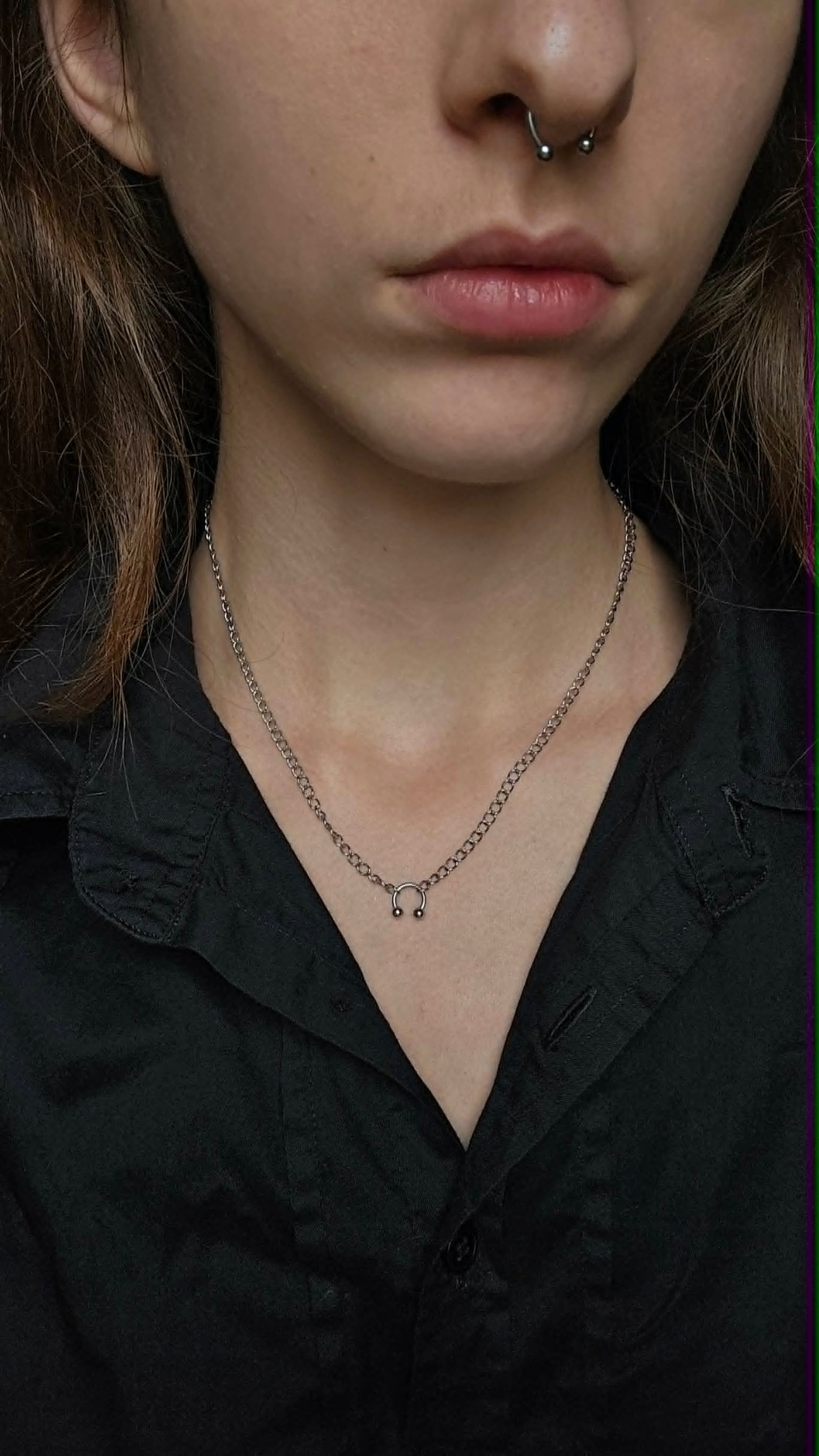 Septum Piercing Necklace – Alternative Gothic Chain Pendant | Waterproof Stainless Steel