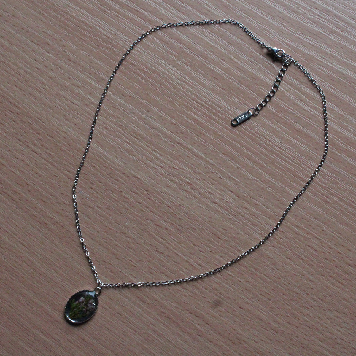 Handmade, Heather Fairy, Botanical, Flower, Clear, Resin Necklace | Stainless Steel