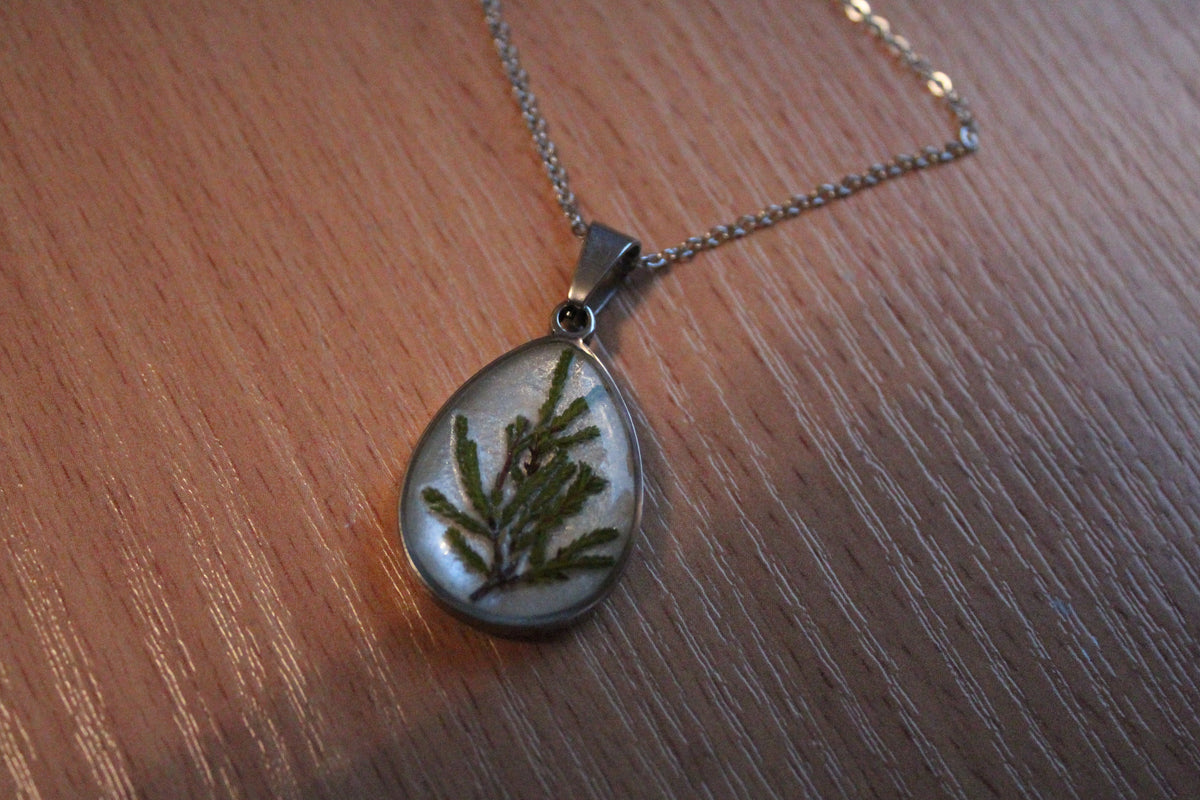 Handmade, Tree Fairy, Botanical, Branches, White, Resin Necklace | Stainless Steel