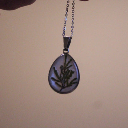 Handmade, Tree Fairy, Botanical, Branches, White, Resin Necklace | Stainless Steel