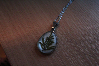 Handmade, Tree Fairy, Botanical, Branches, White, Resin Necklace | Stainless Steel