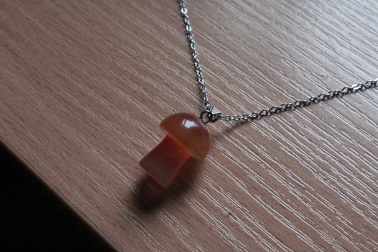 Handmade, Mushroom, Orange, Necklace | Stainless Steel