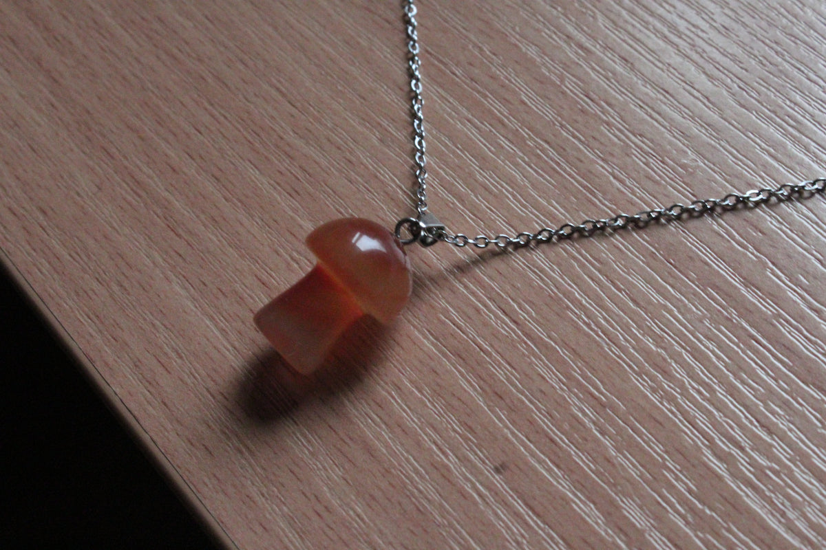 Handmade, Mushroom, Orange, Necklace | Stainless Steel