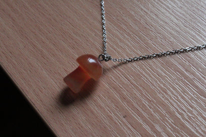 Handmade, Mushroom, Orange, Necklace | Stainless Steel