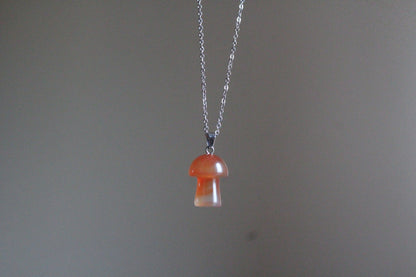 Handmade, Mushroom, Orange, Necklace | Stainless Steel