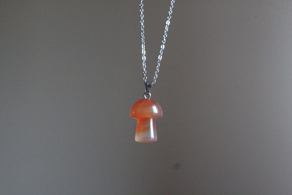 Handmade, Mushroom, Orange, Necklace | Stainless Steel