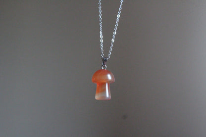 Handmade, Mushroom, Orange, Necklace | Stainless Steel