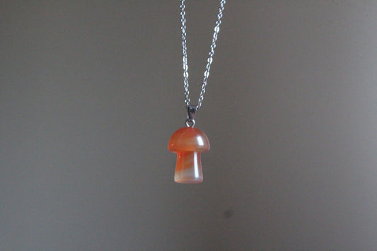 Handmade, Mushroom, Orange, Necklace | Stainless Steel