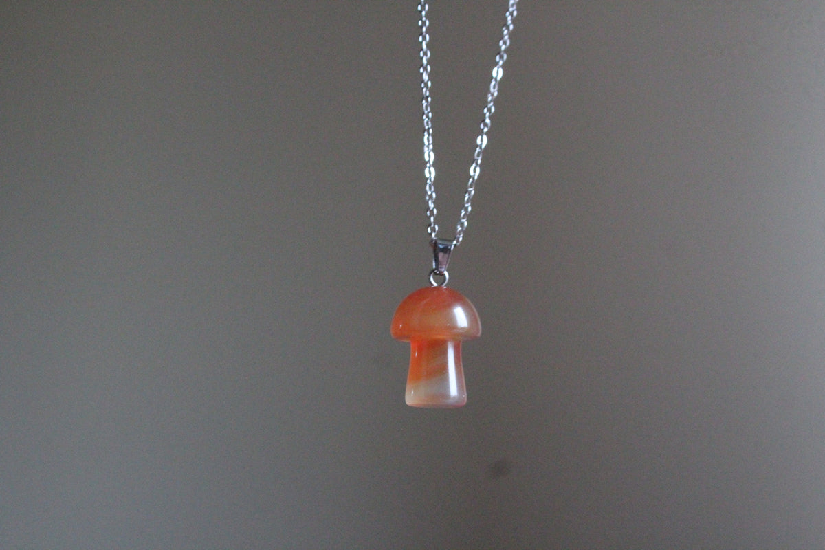 Handmade, Mushroom, Orange, Necklace | Stainless Steel