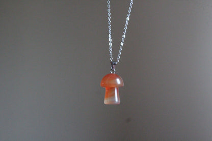 Handmade, Mushroom, Orange, Necklace | Stainless Steel