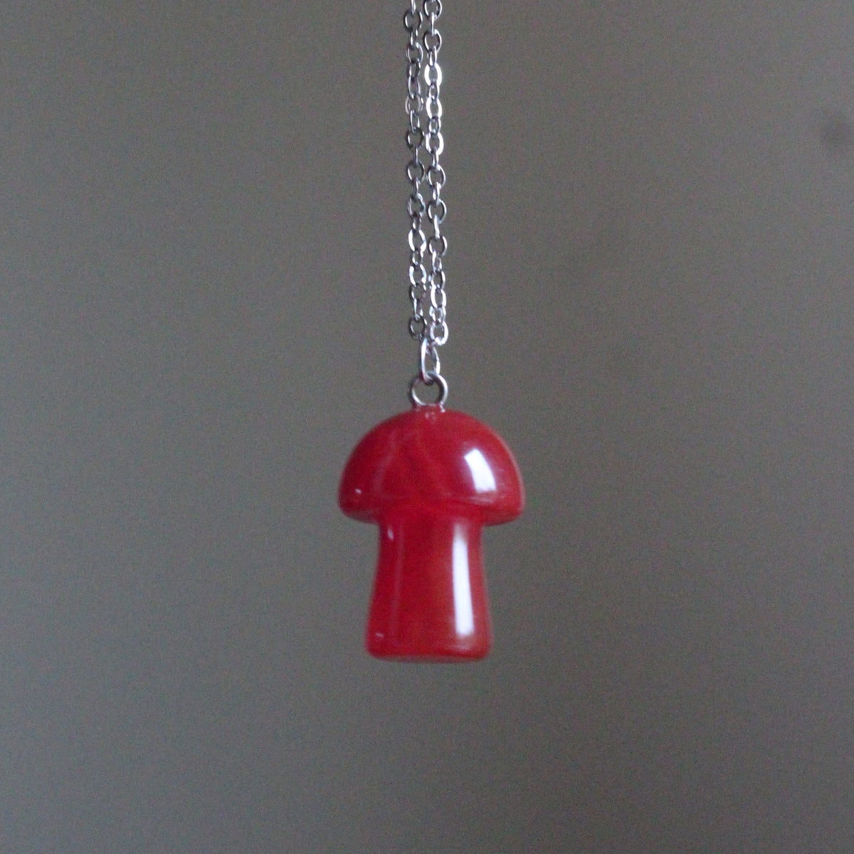 Handmade, Mushroom, Red, Necklace | Stainless Steel