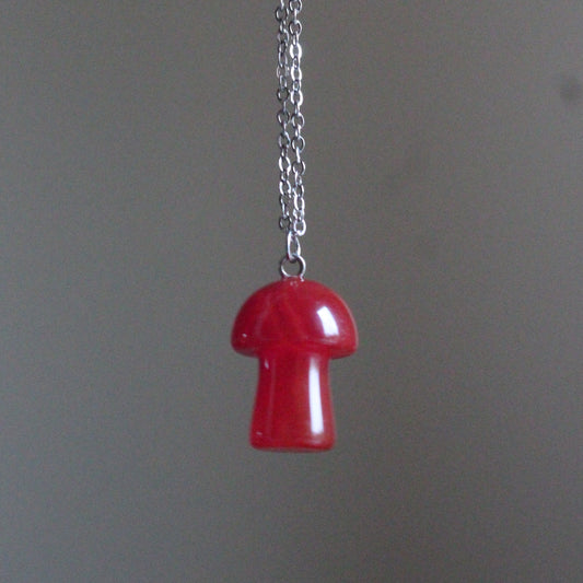 Handmade, Mushroom, Red, Necklace | Stainless Steel