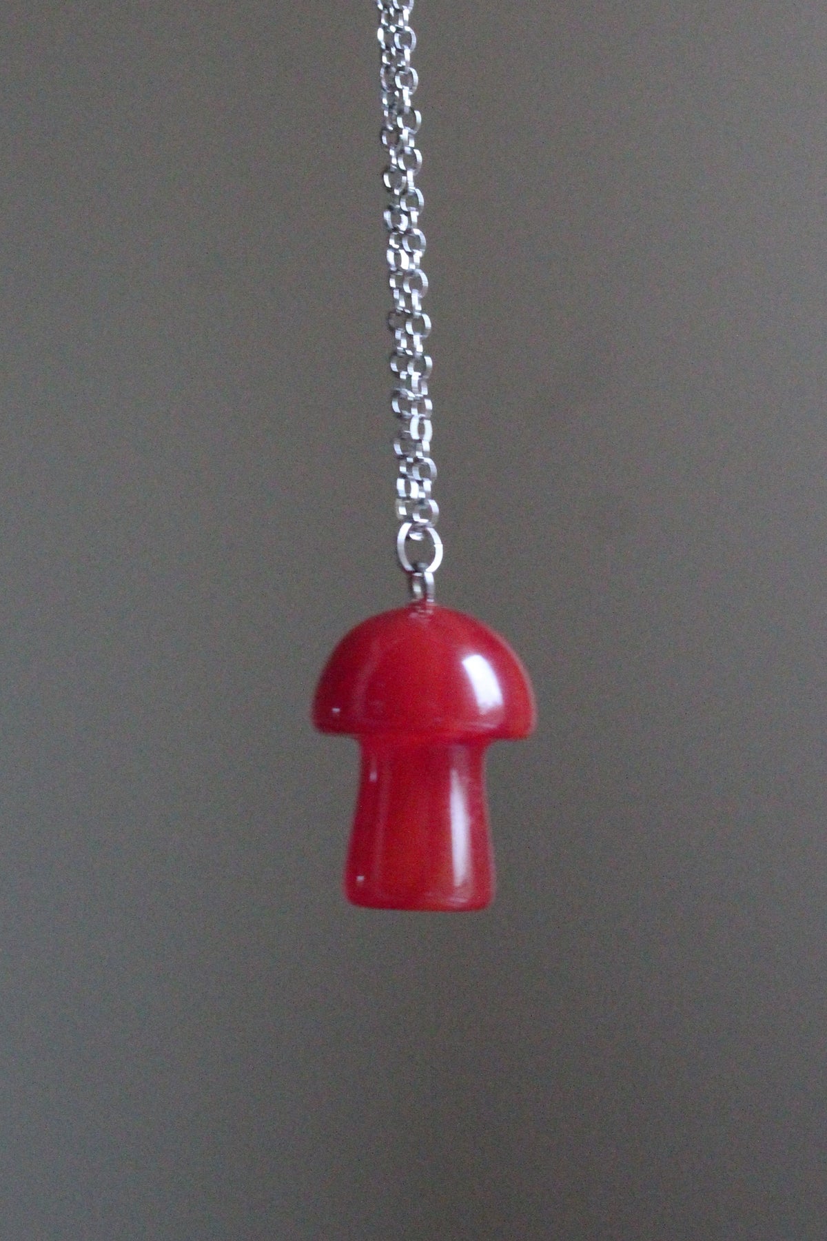 Handmade, Mushroom, Red, Necklace | Stainless Steel