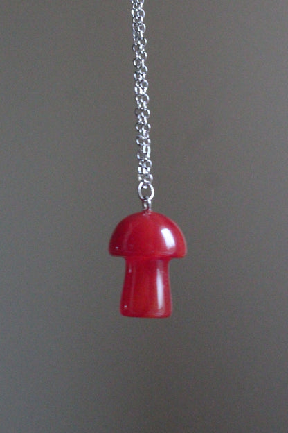 Handmade, Mushroom, Red, Necklace | Stainless Steel