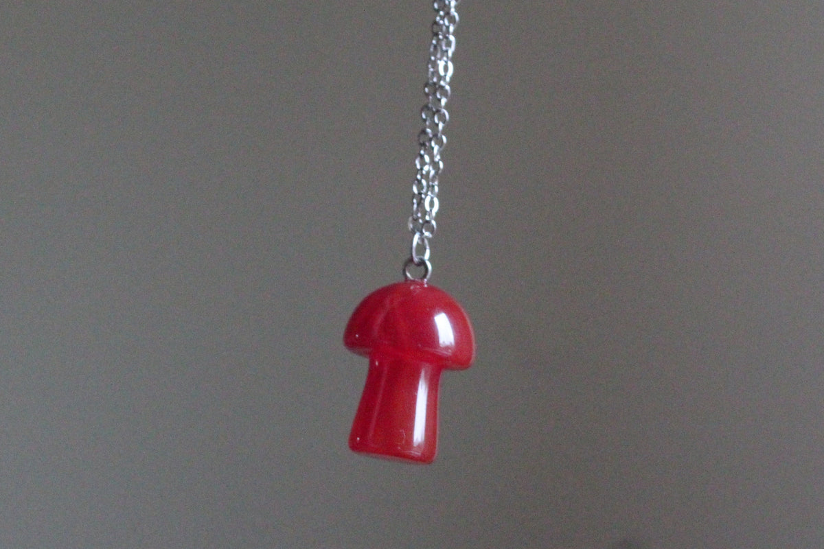 Handmade, Mushroom, Red, Necklace | Stainless Steel