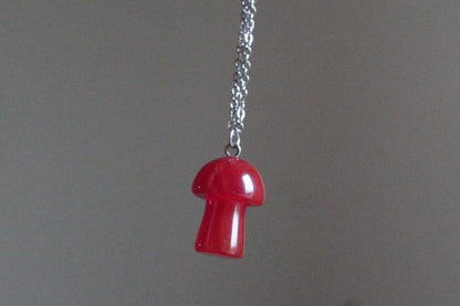 Handmade, Mushroom, Red, Necklace | Stainless Steel