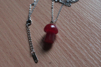 Handmade, Mushroom, Red, Necklace | Stainless Steel