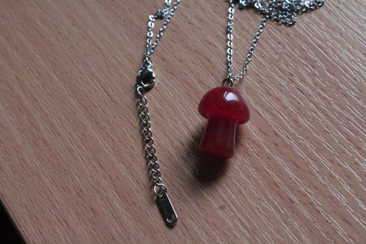 Handmade, Mushroom, Red, Necklace | Stainless Steel