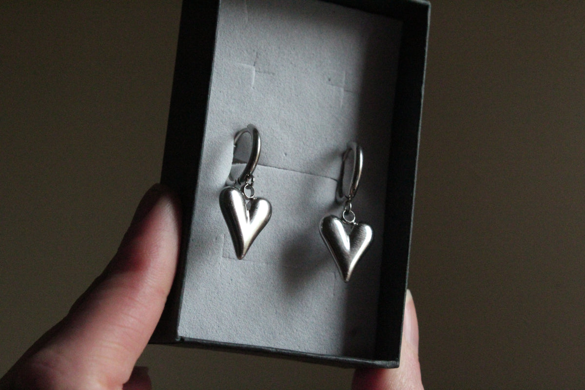 Handmade, Heart, Hoop Earrings | Stainless Steel