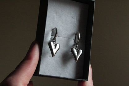 Handmade, Heart, Hoop Earrings | Stainless Steel