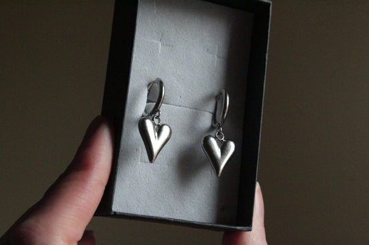 Handmade, Heart, Hoop Earrings | Stainless Steel