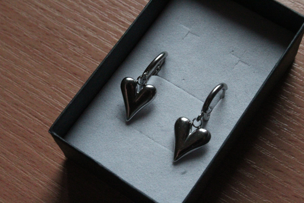 Handmade, Heart, Hoop Earrings | Stainless Steel