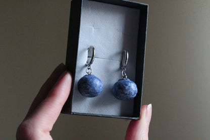Handmade, Blueberry, Hoop Earrings | Stainless Steel