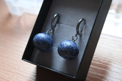 Handmade, Blueberry, Hoop Earrings | Stainless Steel