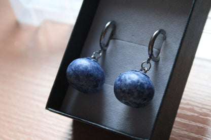 Handmade, Blueberry, Hoop Earrings | Stainless Steel