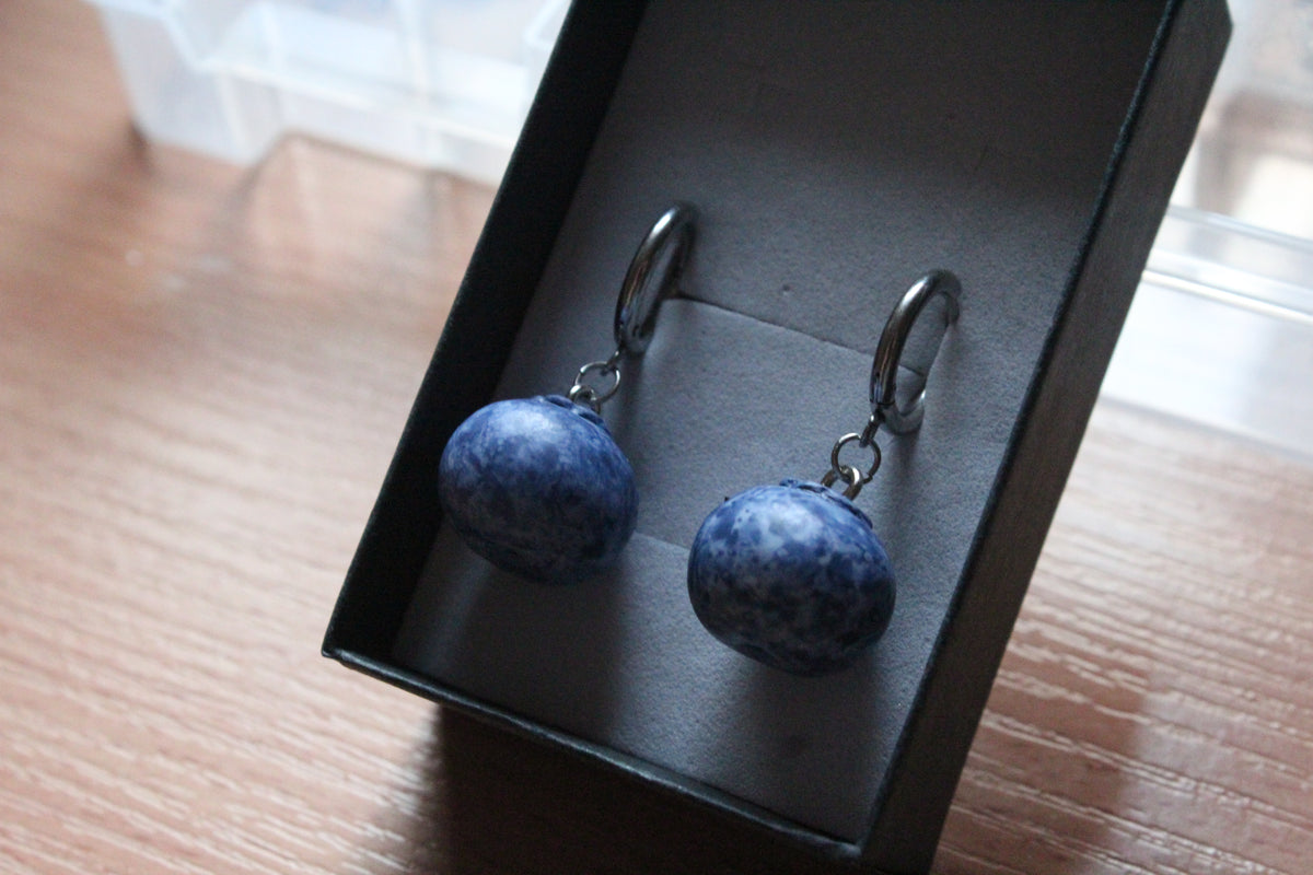 Handmade, Blueberry, Hoop Earrings | Stainless Steel