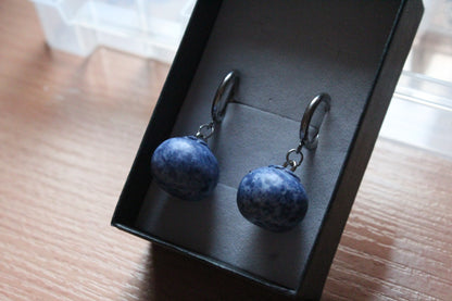 Handmade, Blueberry, Hoop Earrings | Stainless Steel