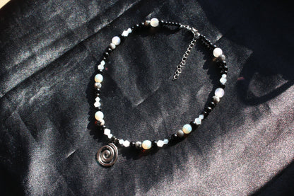 Handmade, Moonlit Spiral, Labradorite, Beaded Necklace | Waterproof Stainless Steel
