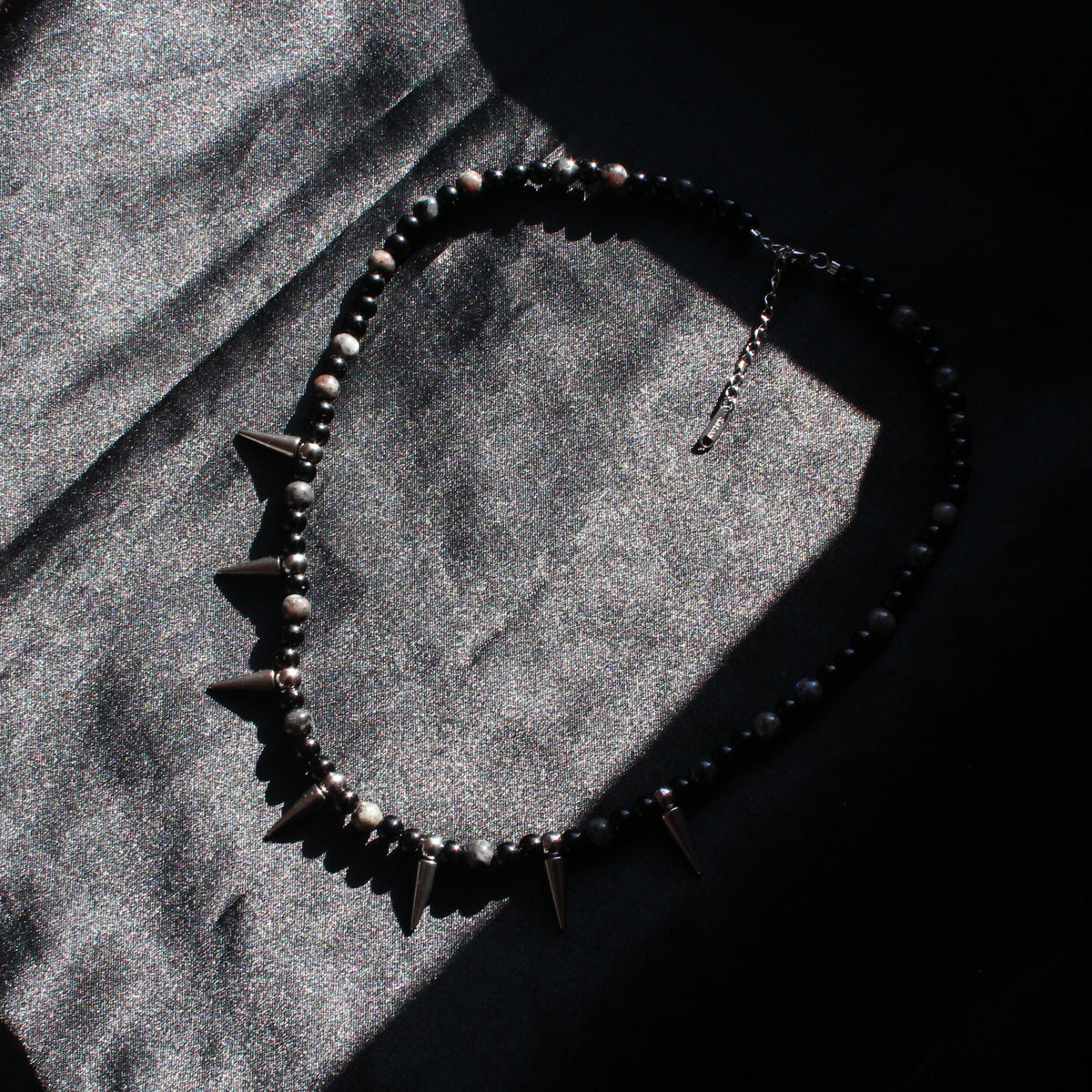 Handmade, Spikes & Thorns, Labradorite, Yooperlite, Beaded Necklace | Waterproof Stainless Steel